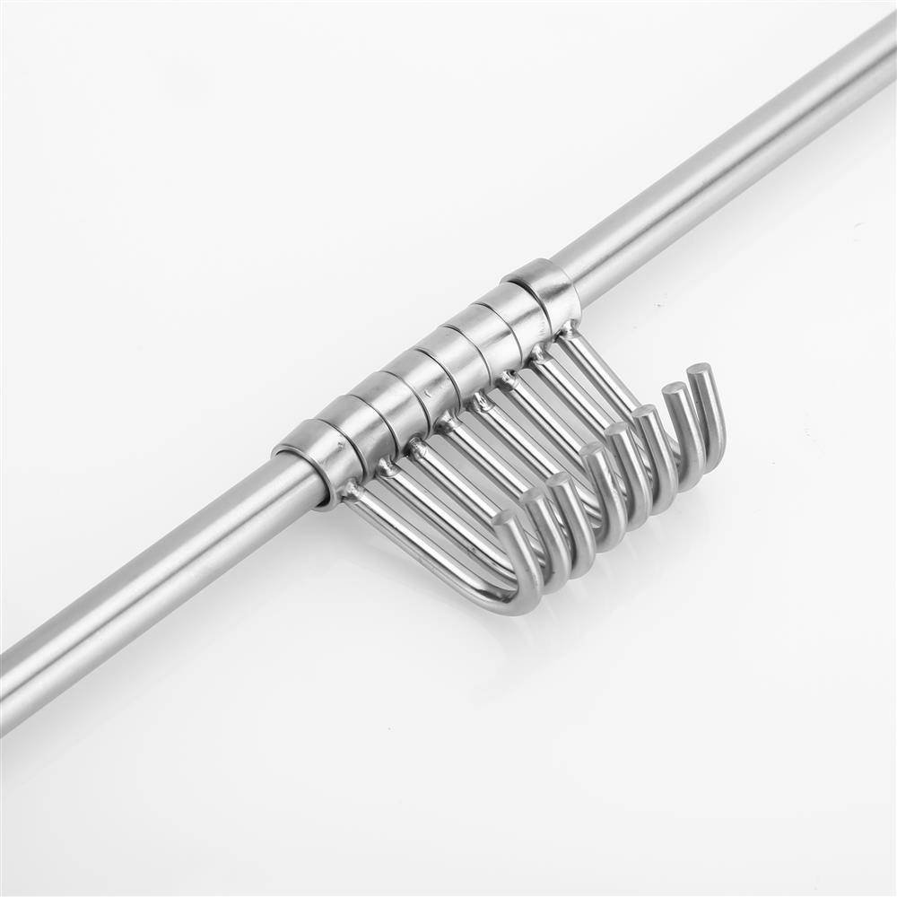 Intirilife Edelstahl Küche Hängeleiste mit 8 Haken - Küchen Reling Hängeleiste Küchenstange Wandhalterung