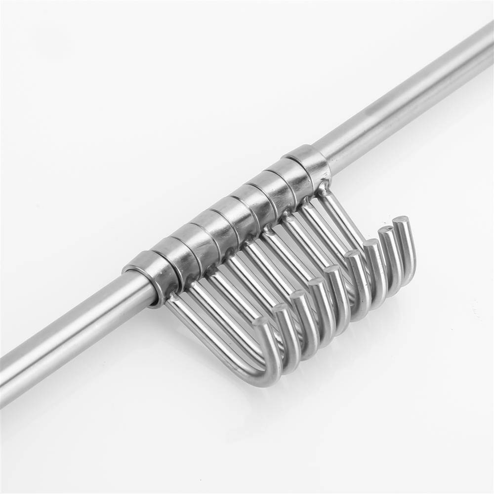 Intirilife Edelstahl Küche Hängeleiste mit 9 Haken - Küchen Reling Hängeleiste Küchenstange Wandhalterung