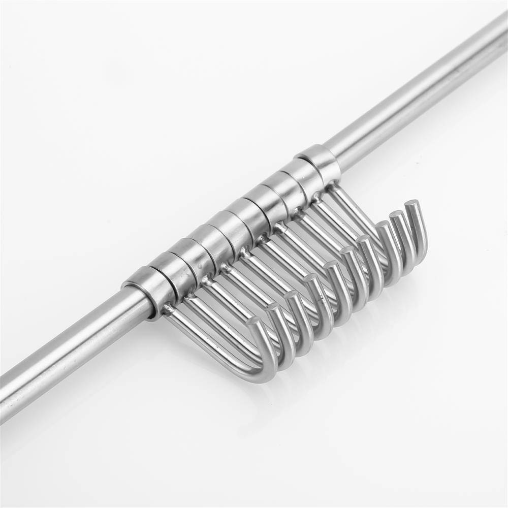 Intirilife Edelstahl Küche Hängeleiste mit 10 Haken - Küchen Reling Hängeleiste Küchenstange Wandhalterung