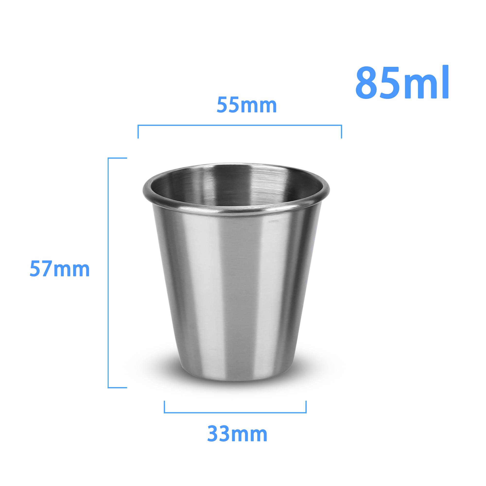 Intirilife 5x Stapelbare Edelstahl Becher in 85 ml - Camping Outdoor Metall Becher Tasse Glas Widerverwendbar ohne Plastik für Kinder geeignet
