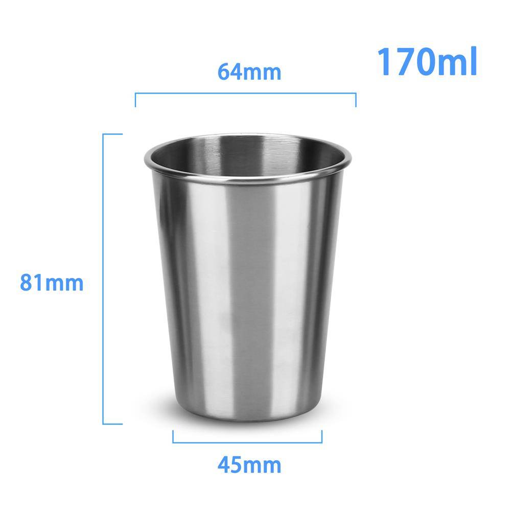 Intirilife 5x Stapelbare Edelstahl Becher in 170 ml - Camping Outdoor Metall Becher Tasse Glas Widerverwendbar ohne Plastik für Kinder geeignet