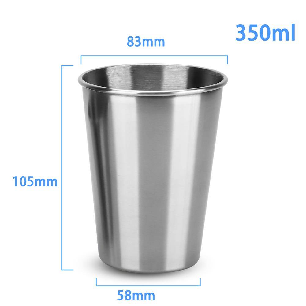 Intirilife 5x Stapelbare Edelstahl Becher in 350 ml - Camping Outdoor Metall Becher Tasse Glas Widerverwendbar ohne Plastik für Kinder geeignet