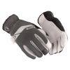 Ein Paar graue und schwarze Handschuhe mit elegantem Design, geeignet für den Außenbereich oder Sportnutzung.