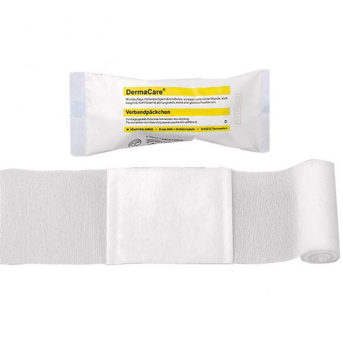 DermaCare® - Verbandpäckchen - DIN 13 151 - Größe Binde 3 m x 6 cm - Größe Kompresse 6 x 8 cm