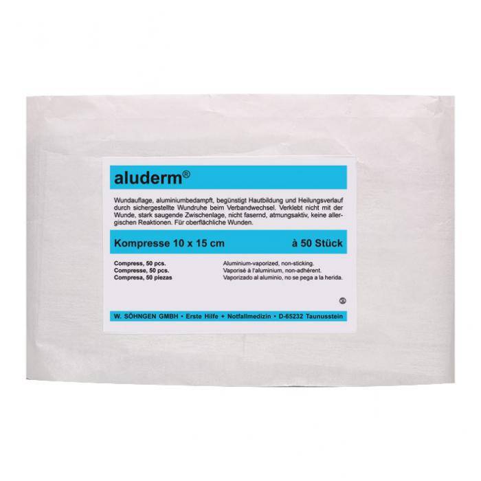 Kompressen - 10 x 15 cm - Polyestervlies - "aluderm®" - à 50 Stück