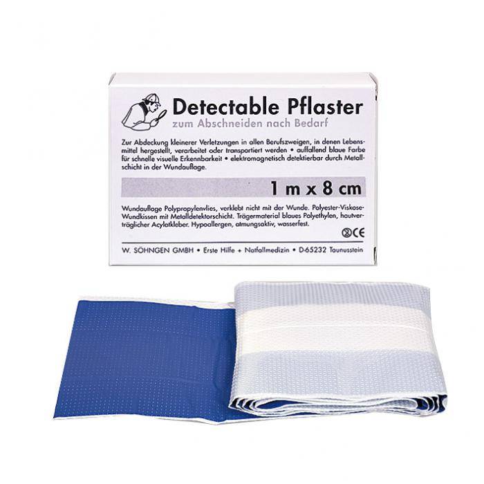 Pflaster-Verband - 1m x 8 cm - blau - detectable - wasserfest