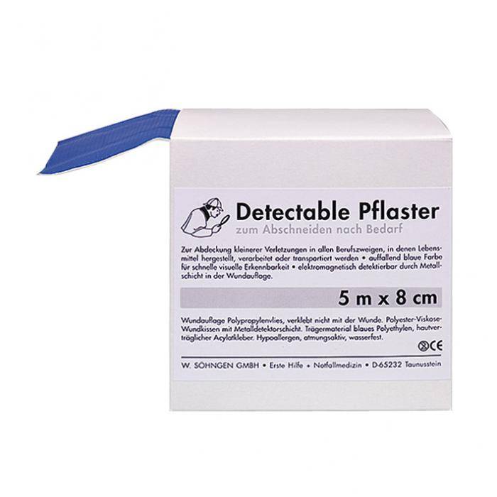 Pflaster-Verband - 5m x 8 cm - blau - detectable - wasserfest