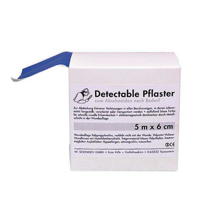 Pflaster-Verband - 5m x 6 cm - blau - detectable - wasserfest