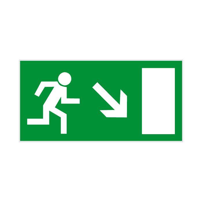 Hinweisschild für Sicherheitsleuchte - PET-Folie selbstklebend - Typ E "Rettungsweg abwärts rechts"