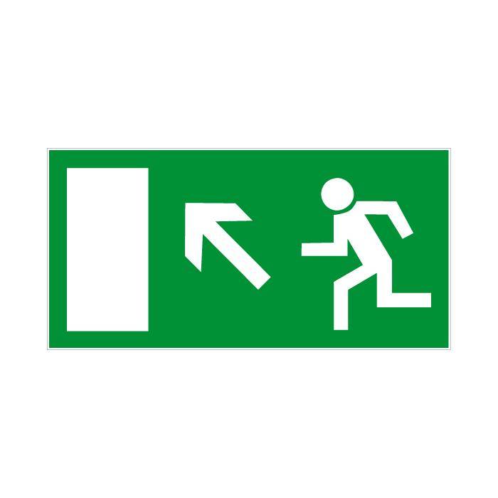 Hinweisschild für Sicherheitsleuchte - PET-Folie selbstklebend - Typ F "Rettungsweg aufwärts links"