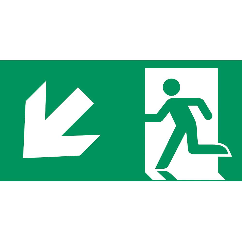 Sicherheits-/Rettungszeichenleuchte C-LUX STANDARD - Hinweisschild Rettungsweg abwärts links - PET-Folie selbstklebend - TYP D