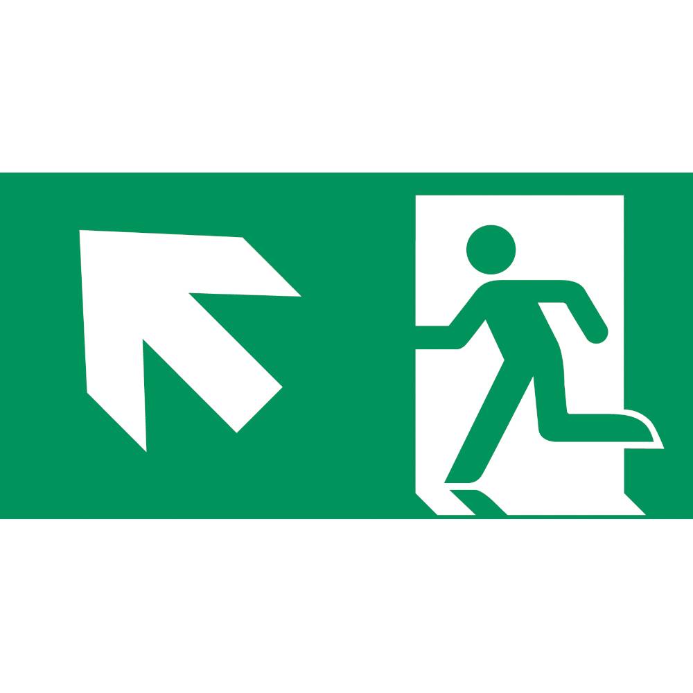 Sicherheits-/Rettungszeichenleuchte C-LUX STANDARD - Hinweisschild Rettungsweg aufwärts links - PET-Folie selbstklebend - TYP F