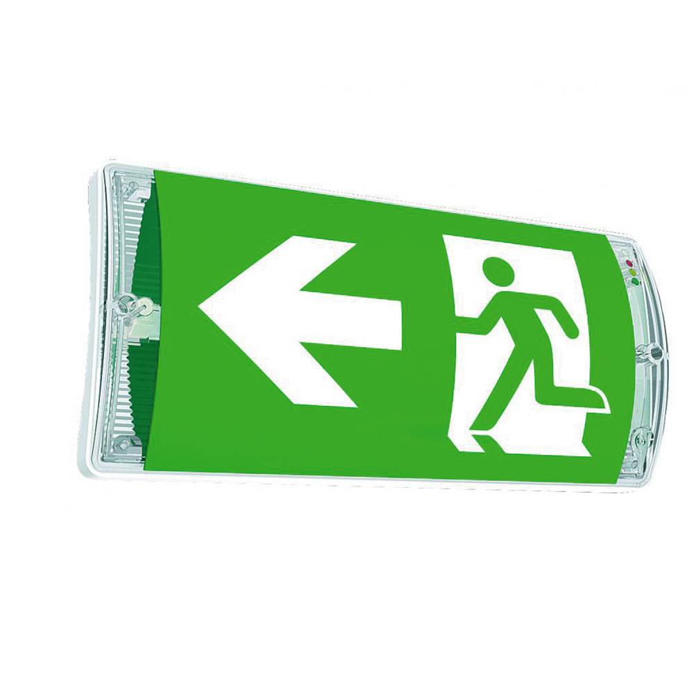 Sicherheits-/Rettungszeichenleuchte T-LUX CLASSIC - vandalensicher - Polycarbonat Gehäuse - Hinweisschild Rettungsweg aufwärts rechts, PVC-Folie, TY