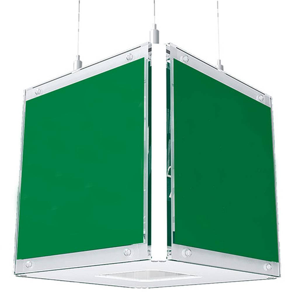 Rettungszeichenwürfel CUBE-LUX STANDARD - 220 x 220 x 220 mm - Stahlblech Gehäuse - Einzelbatterie-Ausführung - 230 V AC - in blanko