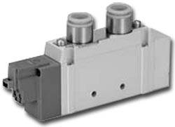 5/2 Wege Magnetvenil SY9000,monostabil - Anschlüsse: G 1/4" & G 3/8" - 230 V AC - 2061 l/min - 0,15 bis 0,7 MPa - weichdichtender Schieber