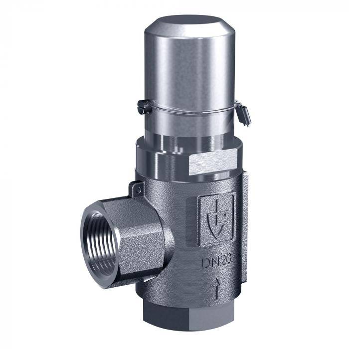 Baureihe 418 - Überströmventile/Regelventile - Edelstahl - Eckform - mit Ge­windeanschlüssen - Außenverstellung - DN 10 bis DN 32 - PTFE - 10 DN