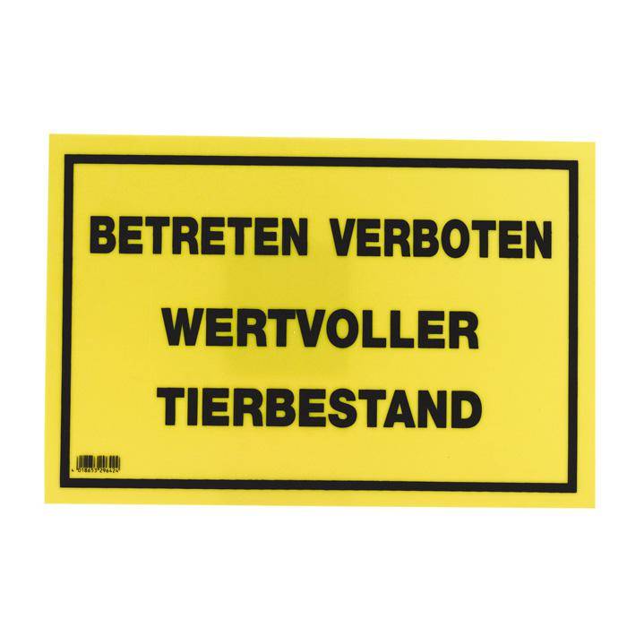 Warnschild - Größe 20 x 30 cm - Betreten Verboten! Wertvoller Tierbestand!
