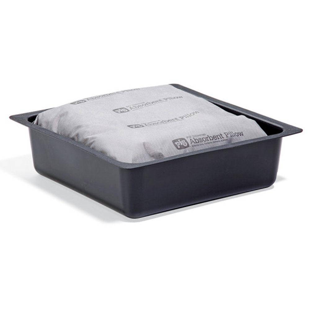 PIG® Pillow-In-A-Pan Wanne - Saugkissen in Auffangwanne - absorbiert 45,6 l/VE - VE 12 Wannen, 24 Kissen - Preis per VE