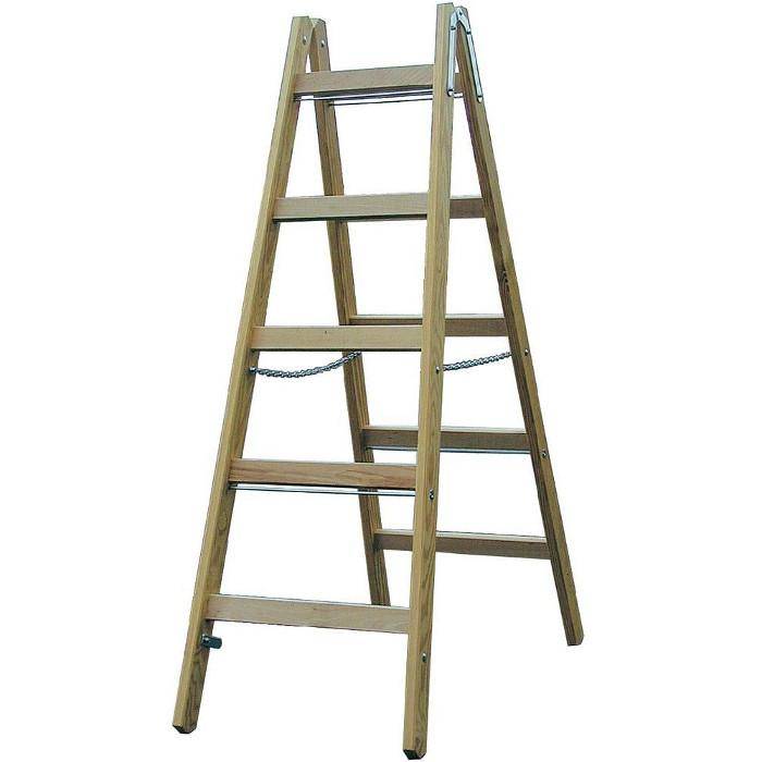 Sprossen-Doppelleiter - Krause - Holz - bis 2,65 m Leiterhöhe - Sprossenzahl 2x10 - Transportmaße (LxBxH) ca. 2,80x0,66x0,12 m