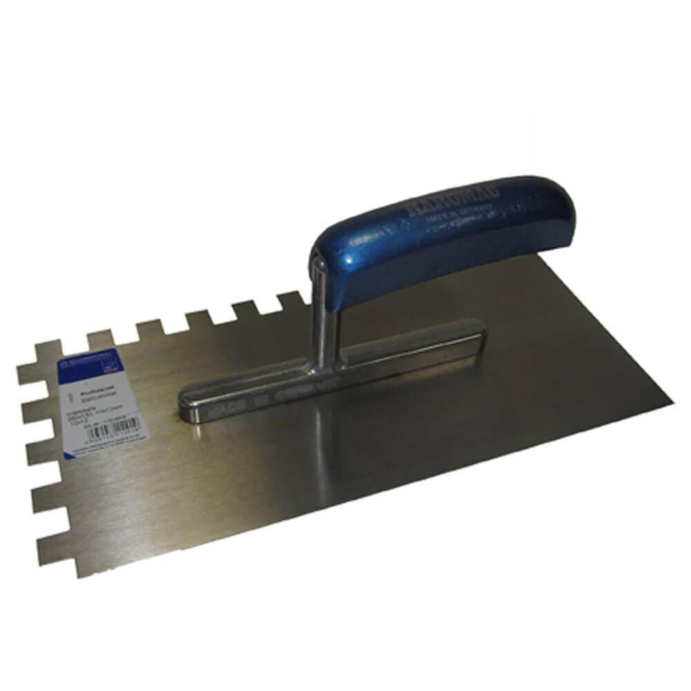 Gezahnte Glättekelle - 12 x 12 - Breite 130 mm - Länge 280 mm - Edelstahl