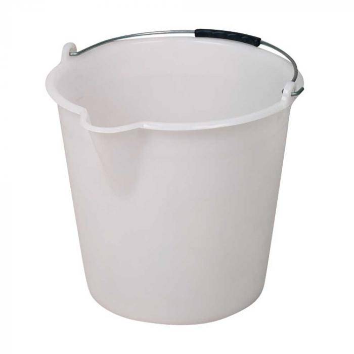 Industrie-Eimer - LLDPE - weiß - Inhalt 12 l - Durchmesser 300 mm - Höhe 280 mm - mit Metallbügel - mit Inhaltsskala