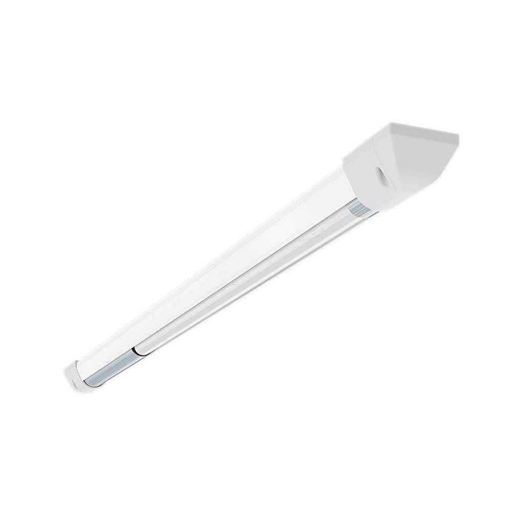 Eine LED-Röhrenleuchte mit weißem Gehäuse, konzipiert für die Deckenanbringung in Innenräumen und bietet energieeffiziente Beleuchtung.