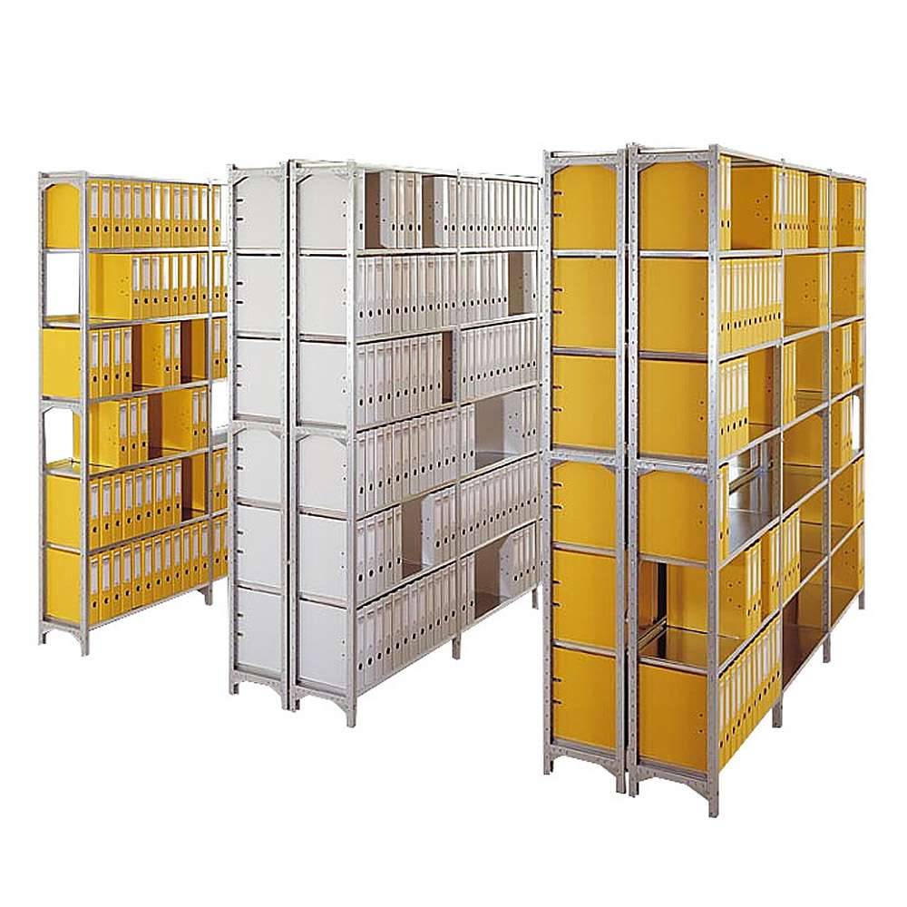 Büroregal "registra" - doppelt - Stahl - Höhe 2600mm - 2x7 Fachböd. - Tiefe 600mm - brillantblau