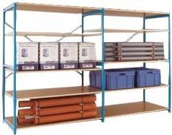 Lagerregal "planoflex extra breit" - Höhe 2 m - 5 Holzfachböden - Fachbreite 1470 mm - Rahmen pulverbeschichtet graugrün - Stecksystem - verschwei?
