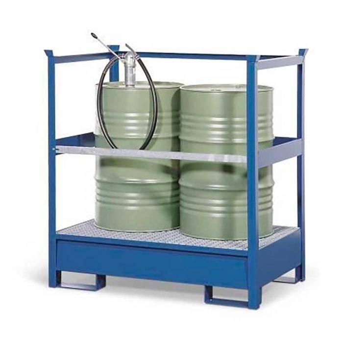 Gefahrstoffstation 2 P2-R - Stahl lackiert - für 2 Fässer à 200 Liter - mit Rahmen - stapelbar