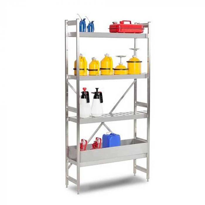 Gefahrstoffregal GRE 9030 - für entzündbare Stoffe - Edelstahl - 1800 x 900 x 300 mm