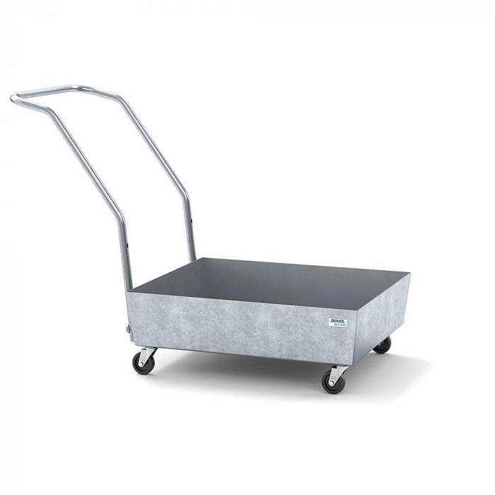 Fahrbare Auffangwanne pro-line - Stahl verzinkt - Rollen elektr. leitfähig - ohne Gitterrost - für 1 Fass á 200 Liter