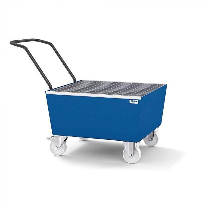 Fahrbare Auffangwanne classic-line - Stahl lackiert - Gitterrost verzinkt - für 1 Fass á 200 Liter
