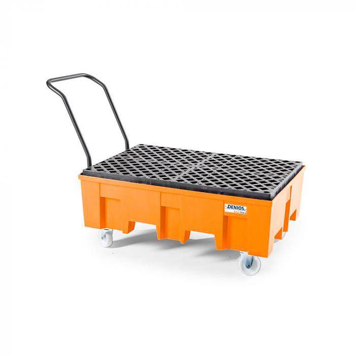 Auffangwanne base-line - Polyethylen (PE) - fahrbar - für 2 Fässer á 200 Liter - mit PE-Gitterrost