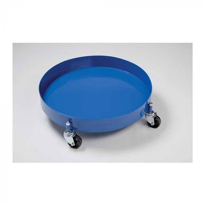 Fassroller - Stahl - mit öldichter Wanne - für 200-Liter-Fässer - 4 Lenkrollen - blau