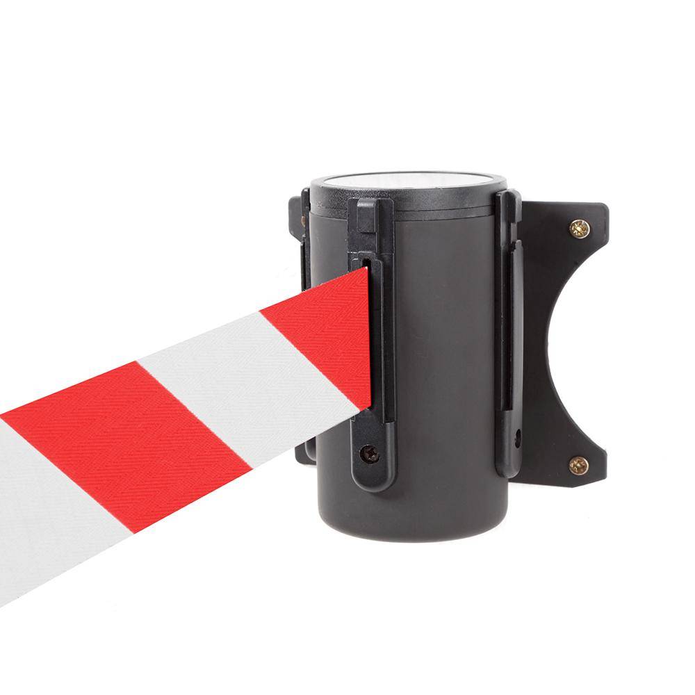 Wandmontage ALW 10 - Material Metall - Auszugslänge 3 m - Gurtfarbe rot/weiss gestreift - Gehäuse schwarz