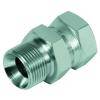 Gerader Adapter - Stahl verchromt - AG G 3/8" auf IG mit Überwurfmutter G 1/4"