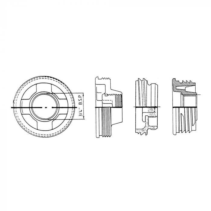 Gewindeadapter für Kugelhahn - 2 " Feingewinde außen - 3/4 " innen