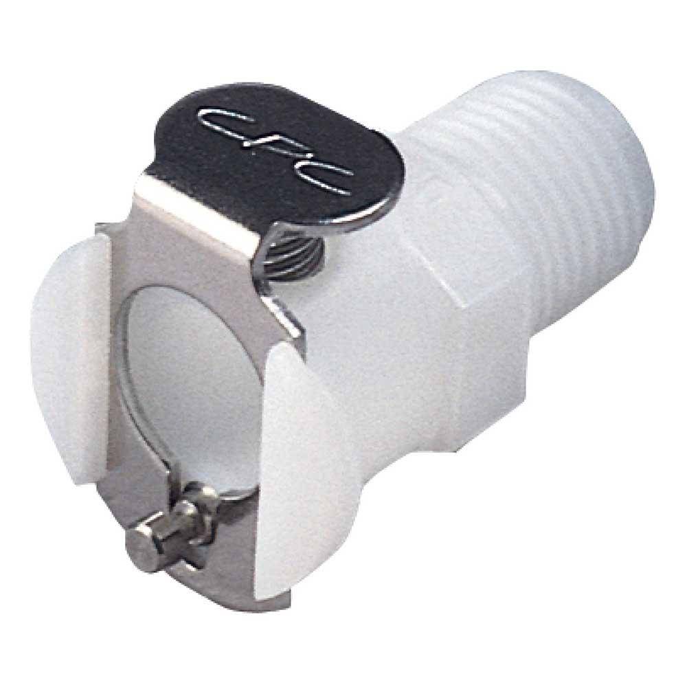 CPC Kupplung - NW 3,2 mm - PP - Mutterteile - mit Ventil - Schlauchkupplung mit Außengewinde - Gewinde 1/8 " NPT - Länge 26 mm