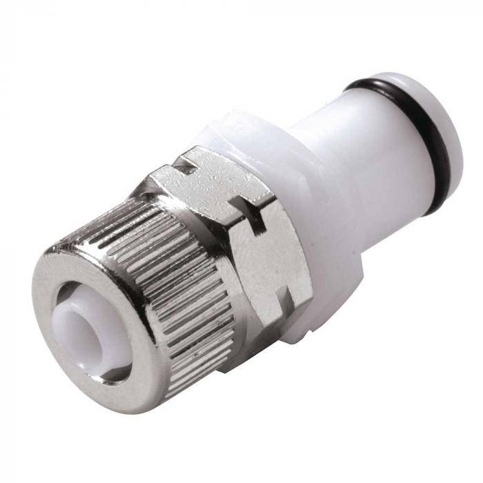 CPC Kupplung - NW 6,4 mm - POM - Vaterteile - mit Ventil - Schlauchnippel mit Schlauchverschraubung - Schlauch Innen-Ø x Außen-Ø 4 x 6 mm - Länge