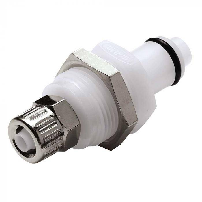 CPC Kupplung - NW 6,4 mm - POM - Vaterteile - mit Ventil - Schlauch Innen-Ø x Außen-Ø 4 x 6 mm - Länge 45 mm