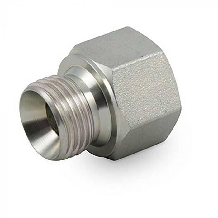 Gerader Adapter - Stahl verchromt - zyl. Außengewinde G 3/8" - zyl. Innengewinde G 1/4"