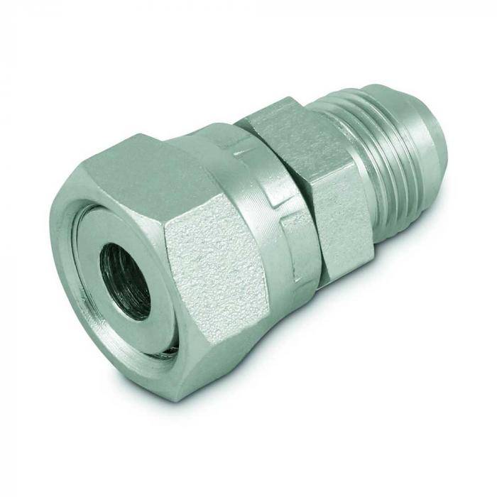 Gerader Adapter - Stahl verchromt - IG Überwurfmutter UN 9/16" (ORFS) auf JIC AG UNF 7/16"