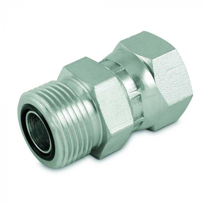 Gerader Adapter - Stahl verchromt - Außengewinde UN 9/16" (ORFS) - IG Überwurfmutter UNF 7/16"
