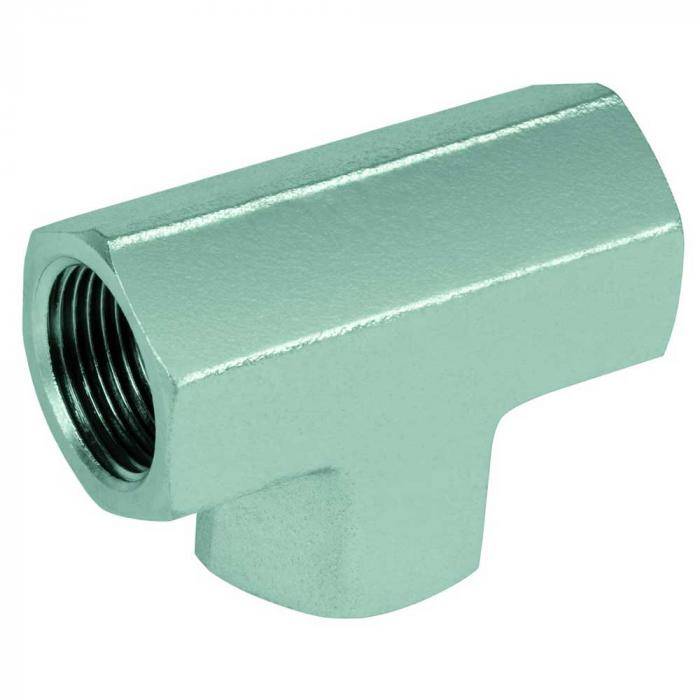 T-Gewindemuffe - Stahl verchromt - 3 Innengewinde NPT 3/8"