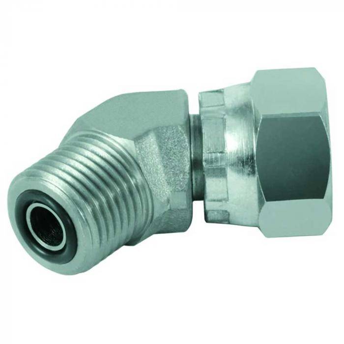 Winkeladapter 45° - einstellbar - Stahl verchromt - ORFS-Innen- und -Außengewinde UN 1 7/16"-12