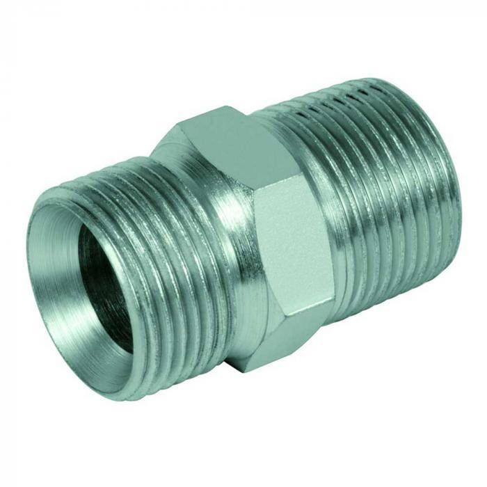 Adapter - gerade - Stahl verchromt - Außengewinde G 3/4" auf Außengewinde R 1/2"