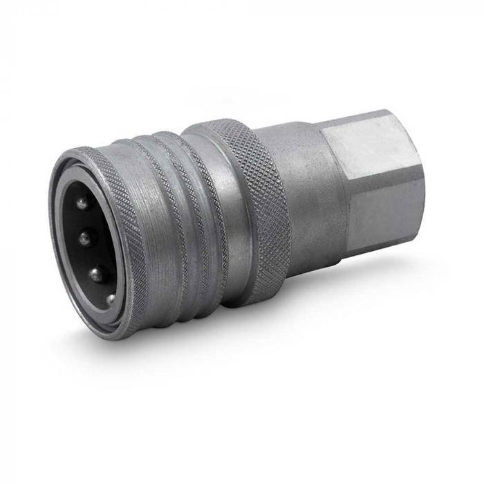 Steckkupplung - Muffe - Stahl verchromt - DN 20 - Size 12 - BG 4 - G 3/4" - 200 bar - Außen-Ø 52 mm - Länge Muffe 77 mm - SW 38 mm