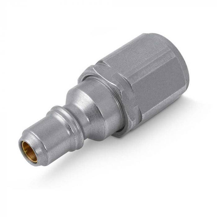 Steckkupplung - Stecker - Stahl - DN 6 - Size 4 - BG 1 - G 1/4" - 300 bar - Außen-Ø 12 mm - Länge Stecker 48,5 mm - SW 19 mm
