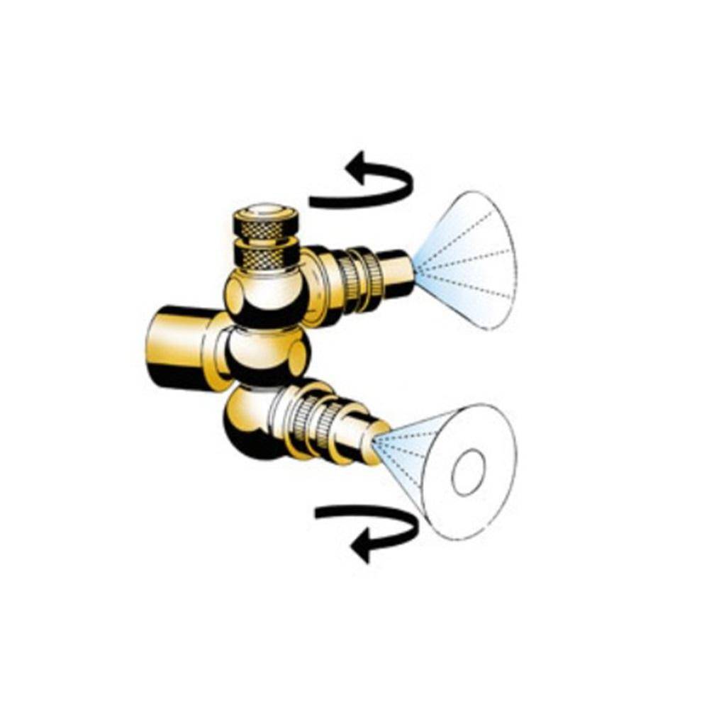 Schwenkbare Düse mit zwei Hohlkegeldüsen - 1,1 mm Bohrung - Messing