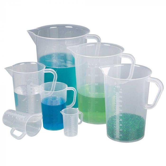 Messbecher mit Henkel - PP - transparente Skala - Inhalt 100 ml - Durchmesser oben 50 mm - Durchmesser unten 40 mm - Höhe 80 mm